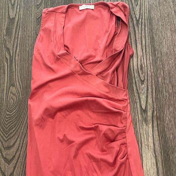 Hello Miz V-Neck Ruched Maternity/Nursing Dress Sleeveless Stretch Rust Size S - Picture 3 of 8